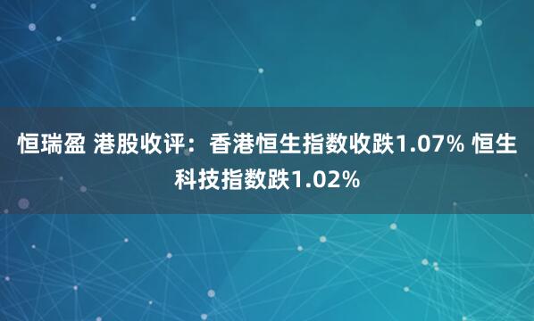 恒瑞盈 港股收评：香港恒生指数收跌1.07% 恒生科技指数跌1.02%