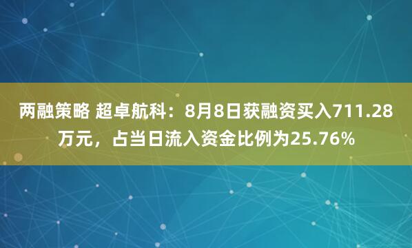 两融策略 超卓航科：8月8日获融资买入711.28万元，占当日流入资金比例为25.76%
