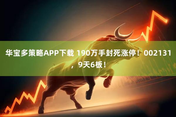 华宝多策略APP下载 190万手封死涨停！002131，9天6板！